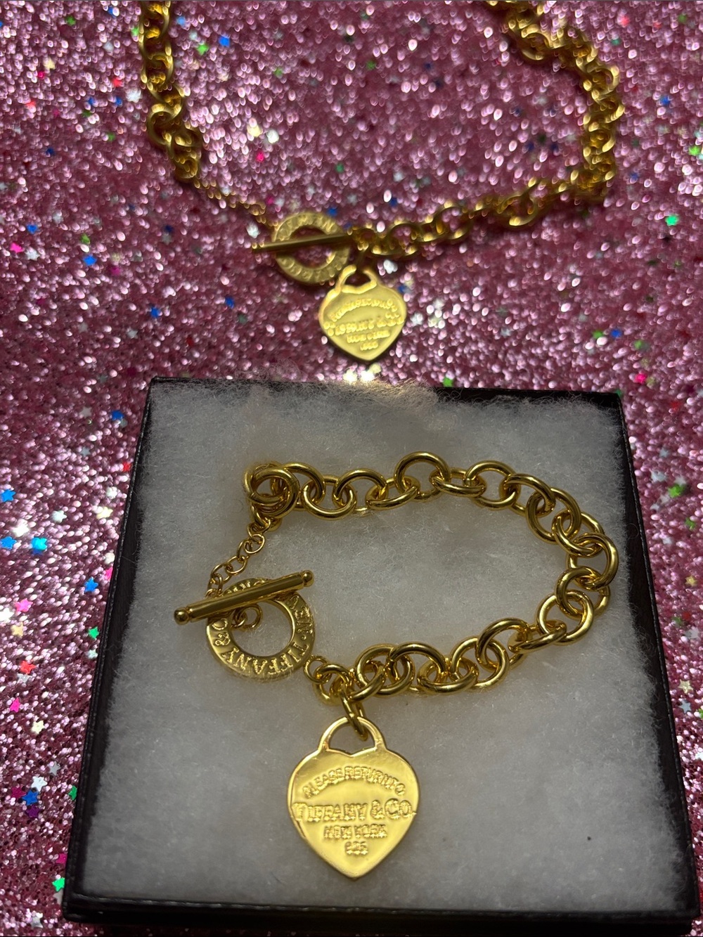 Tiffany & Co. Gold-Tone Heart Charm Bracelet - Picture 3 of 5